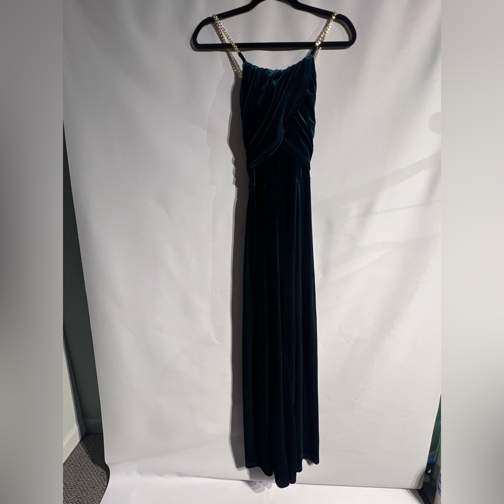 Elegant Velvet Green Jumpsuit